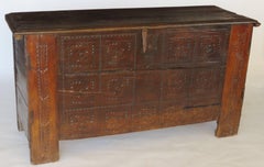 17th Century Oak Coffer, Trunk, Chest of Arms