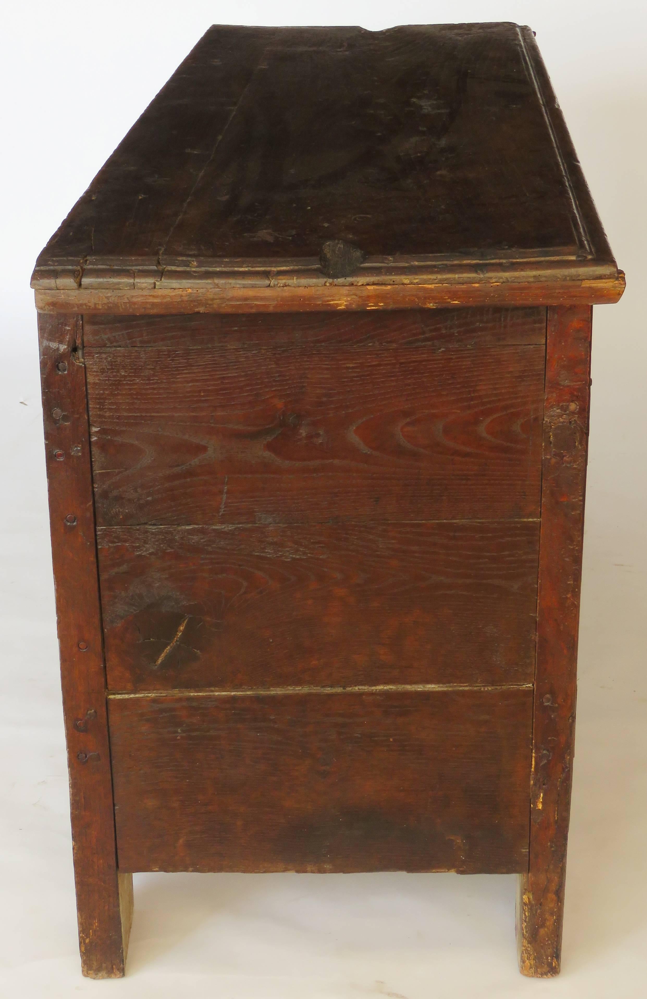 Wood 17th Century Oak Coffer, Trunk, Chest of Arms For Sale