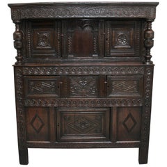 Antique 17th Century Oak Court Cupboard