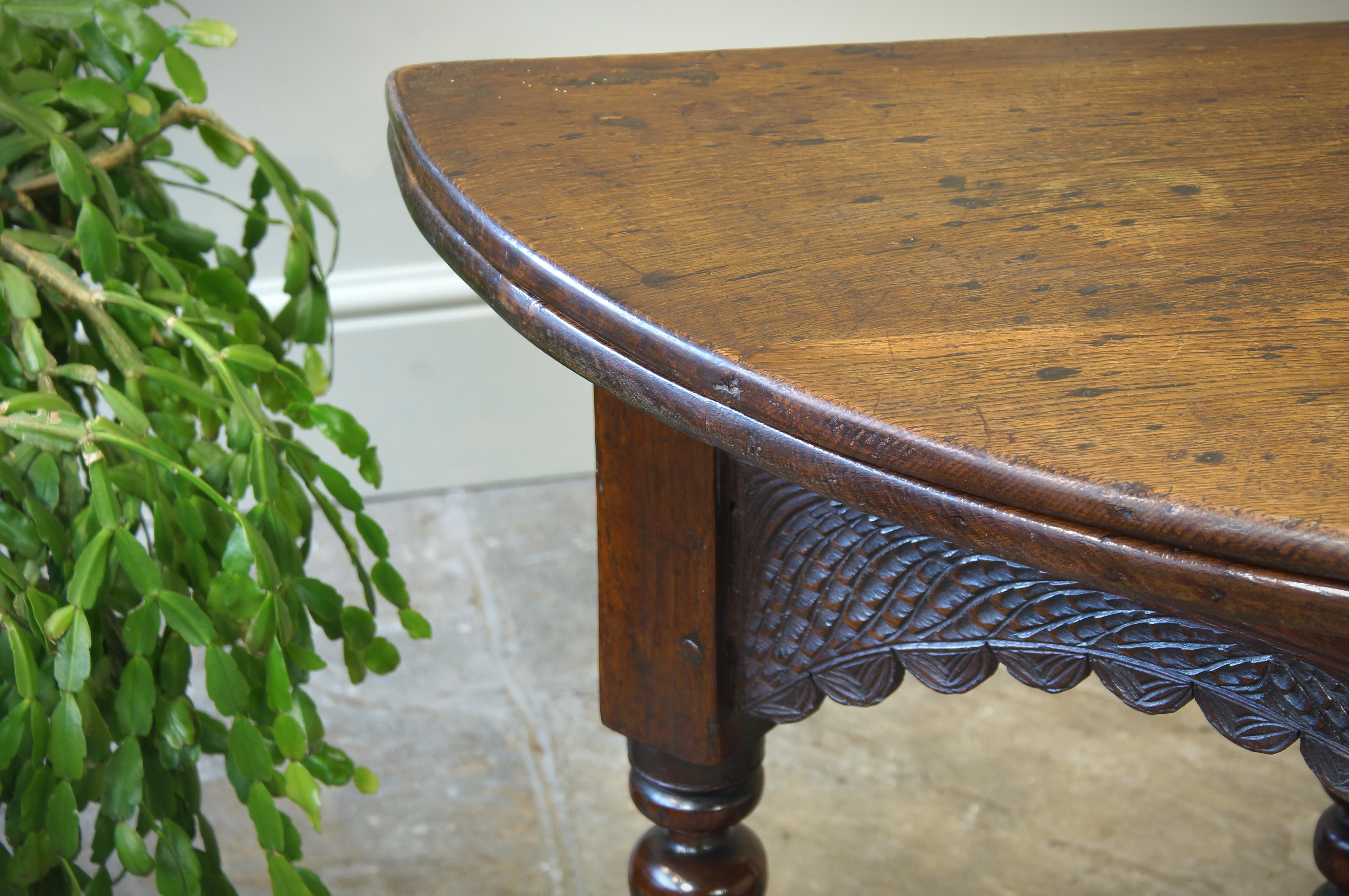 Hand-Carved 17th Century Oak Credence Table. For Sale