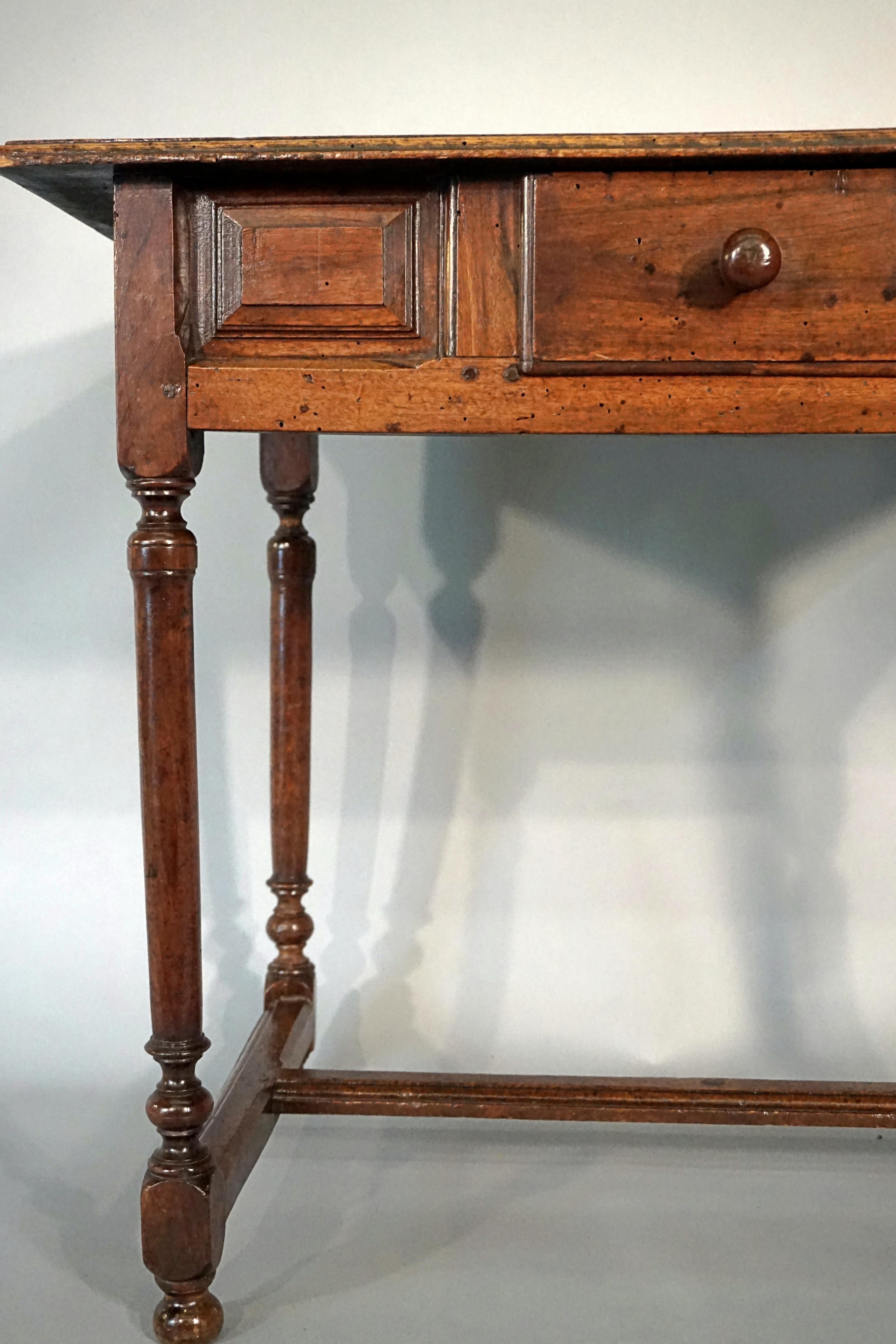 Polished 17th Century Oak Dutch Side Table For Sale