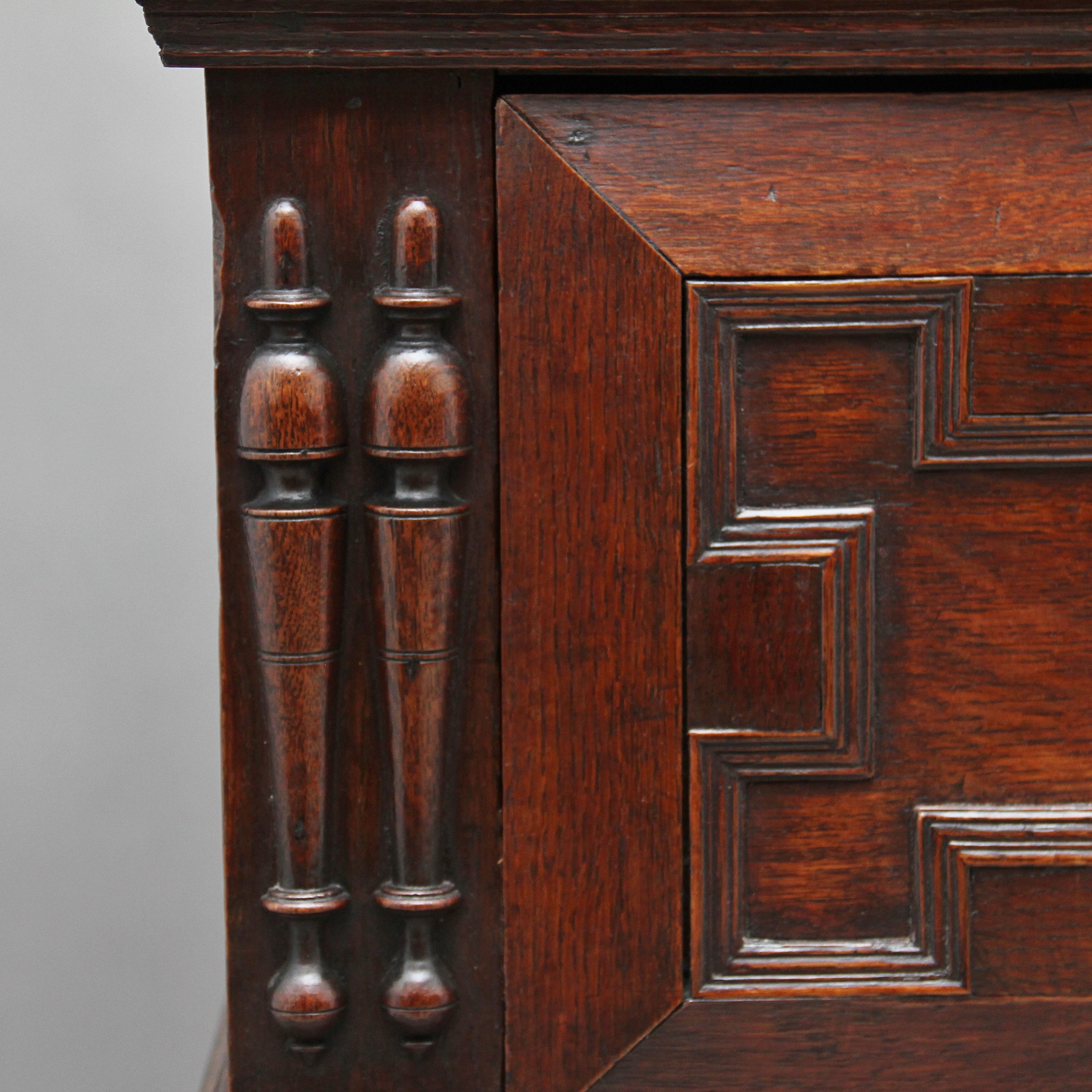 17th Century Oak Enclosed Chest of Drawers For Sale 3