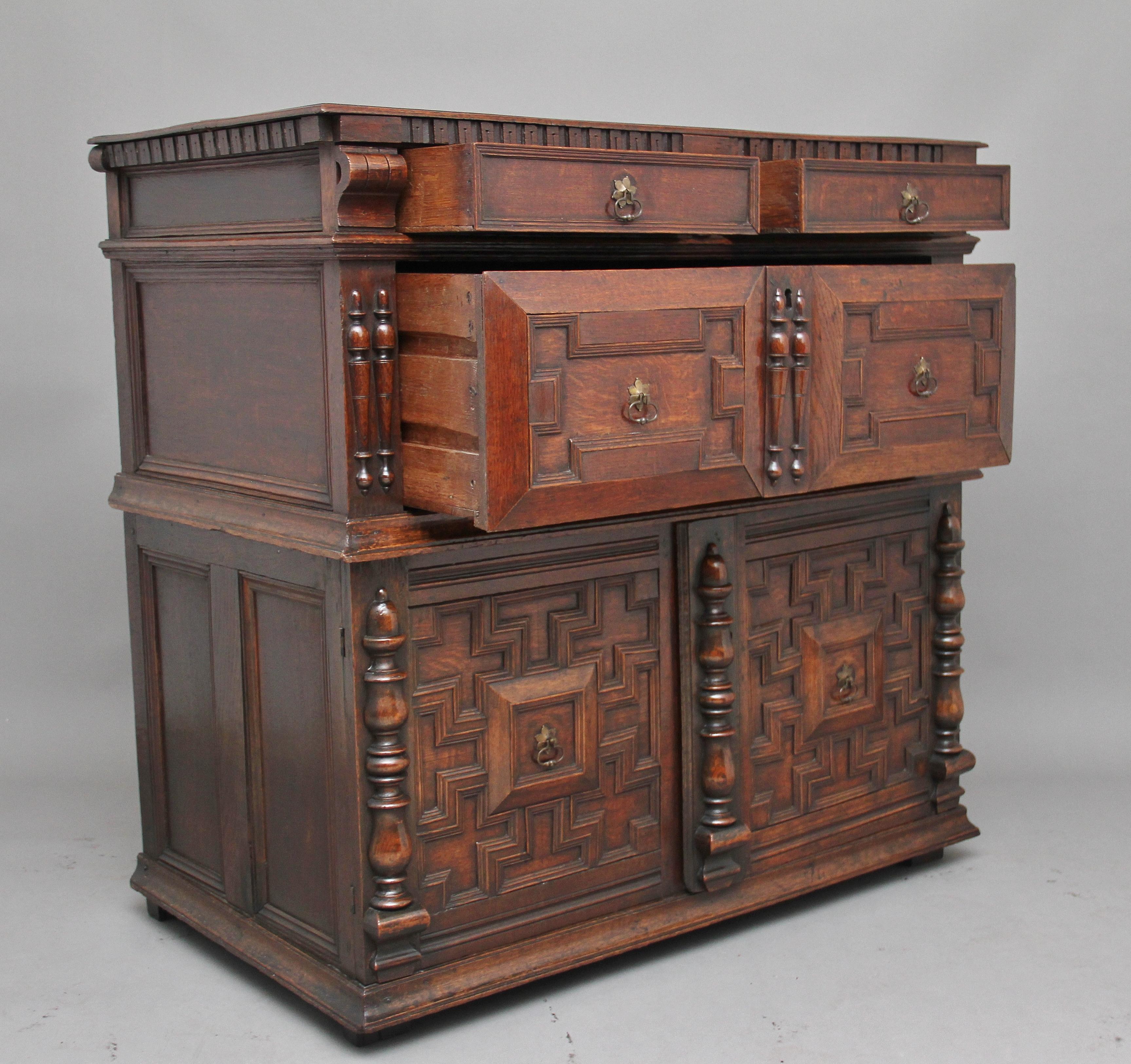 17th Century Oak Enclosed Chest of Drawers For Sale 5