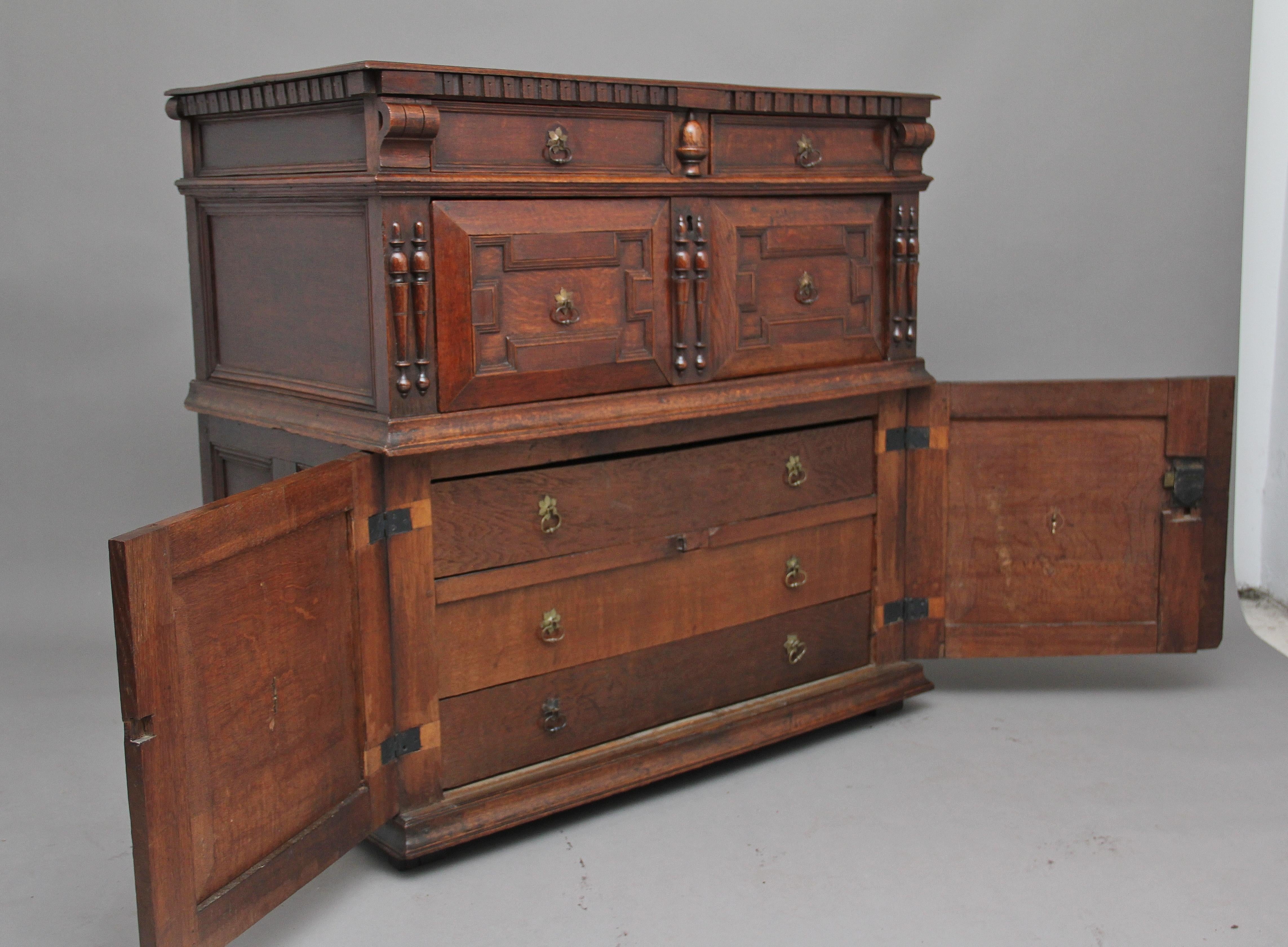 17th Century Oak Enclosed Chest of Drawers For Sale 7