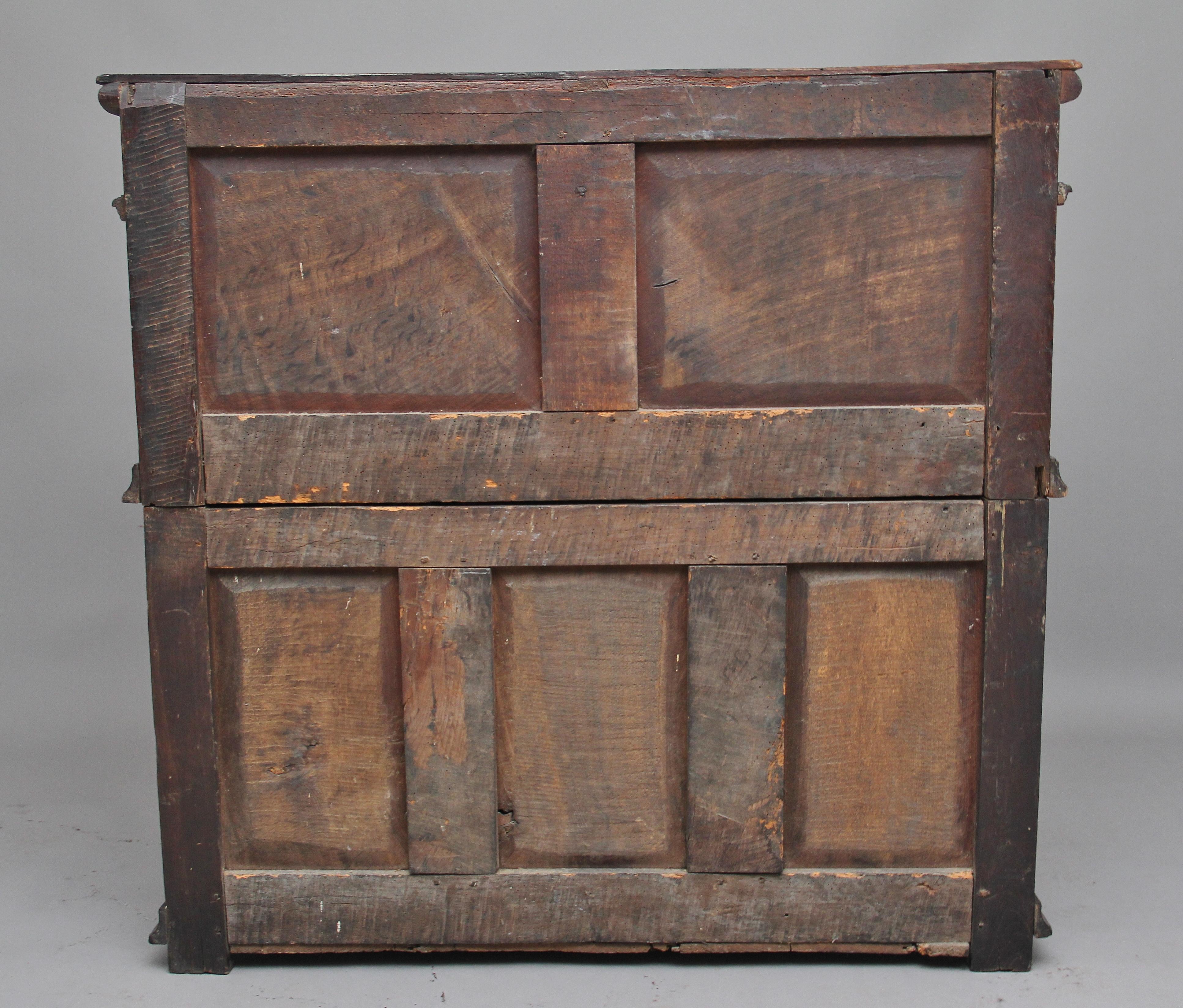 British 17th Century Oak Enclosed Chest of Drawers For Sale