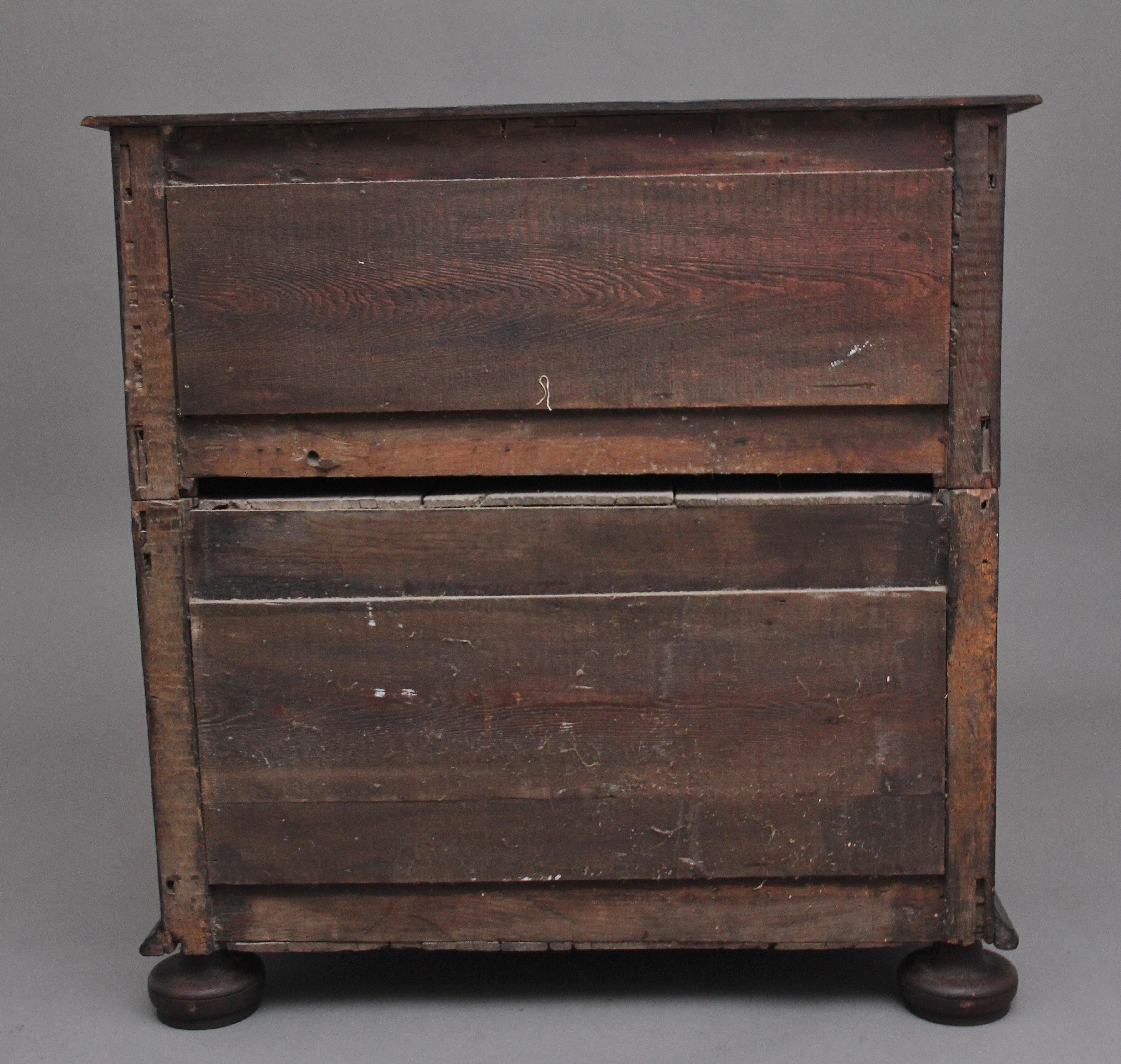 18th Century and Earlier 17th Century Oak Geometric Chest of Drawers For Sale
