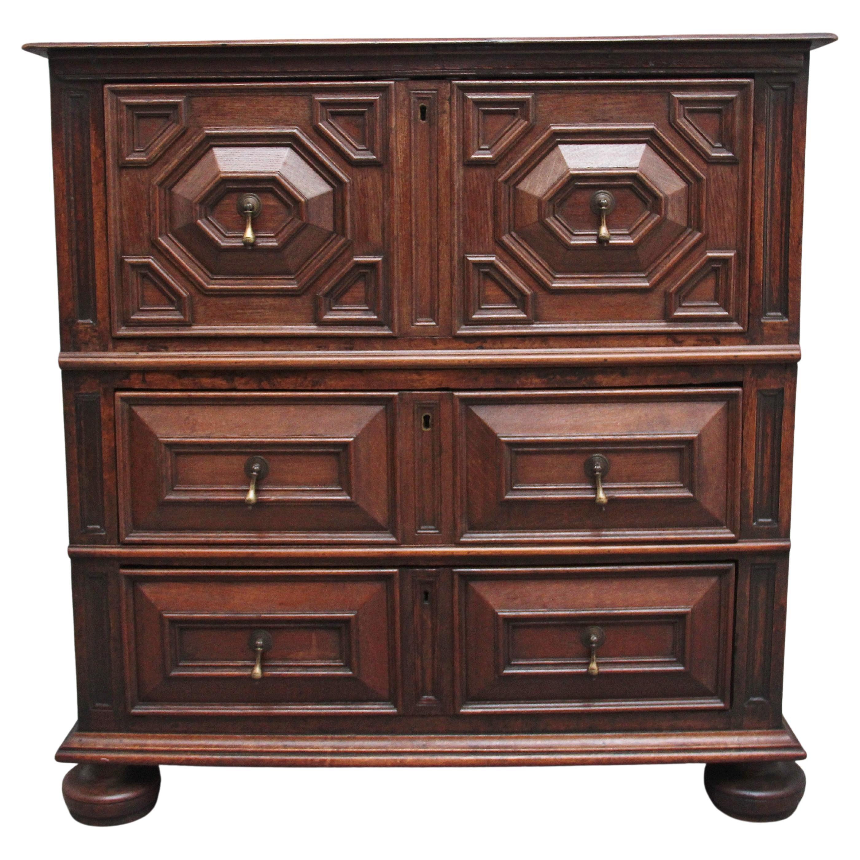 17th Century Oak Geometric Chest of Drawers