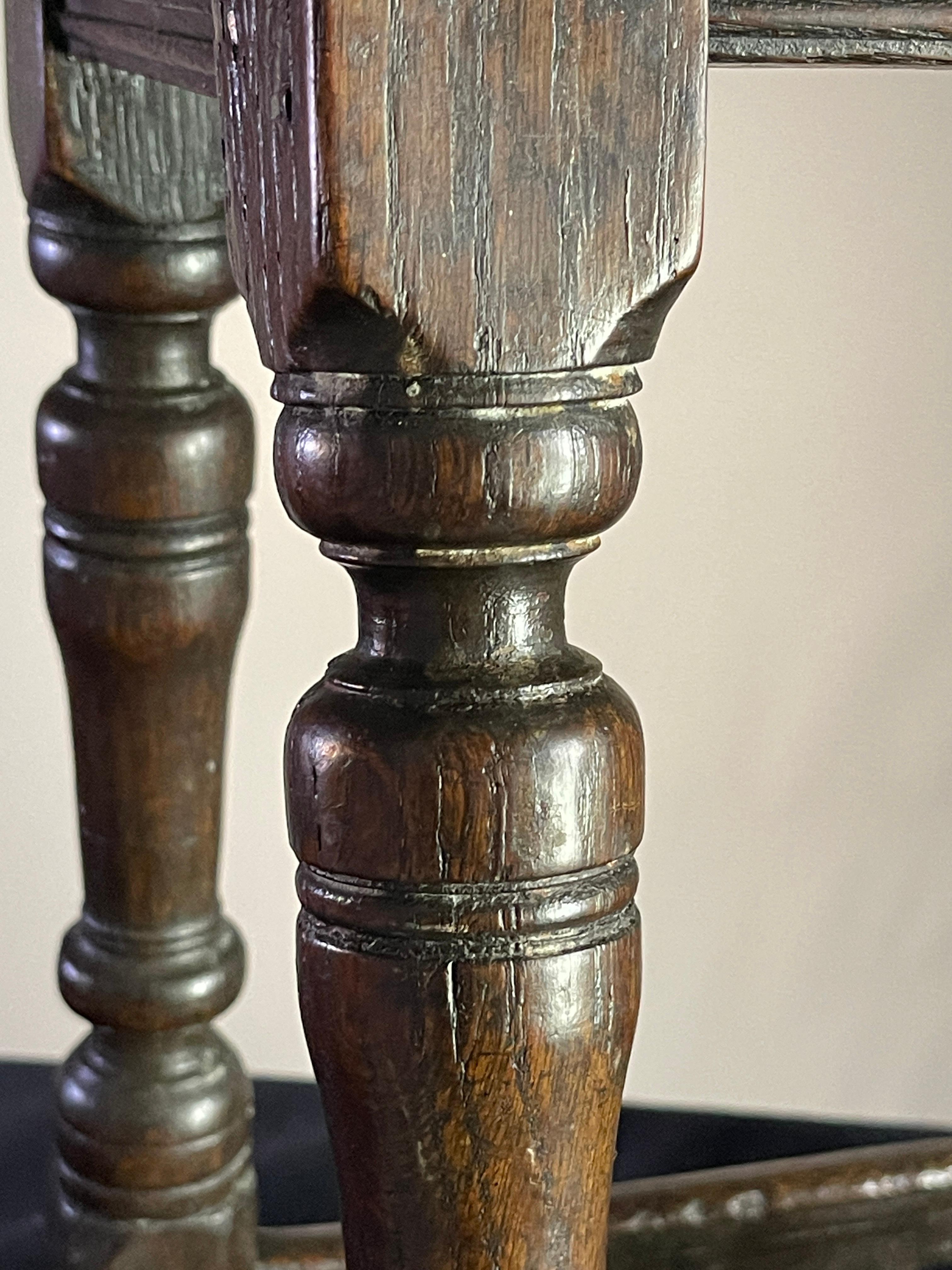 Country 17th Century oak joined stool For Sale