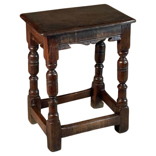 Joined Stool Early 20th Century oak joint stool in the 17th Century style at 1stDibs