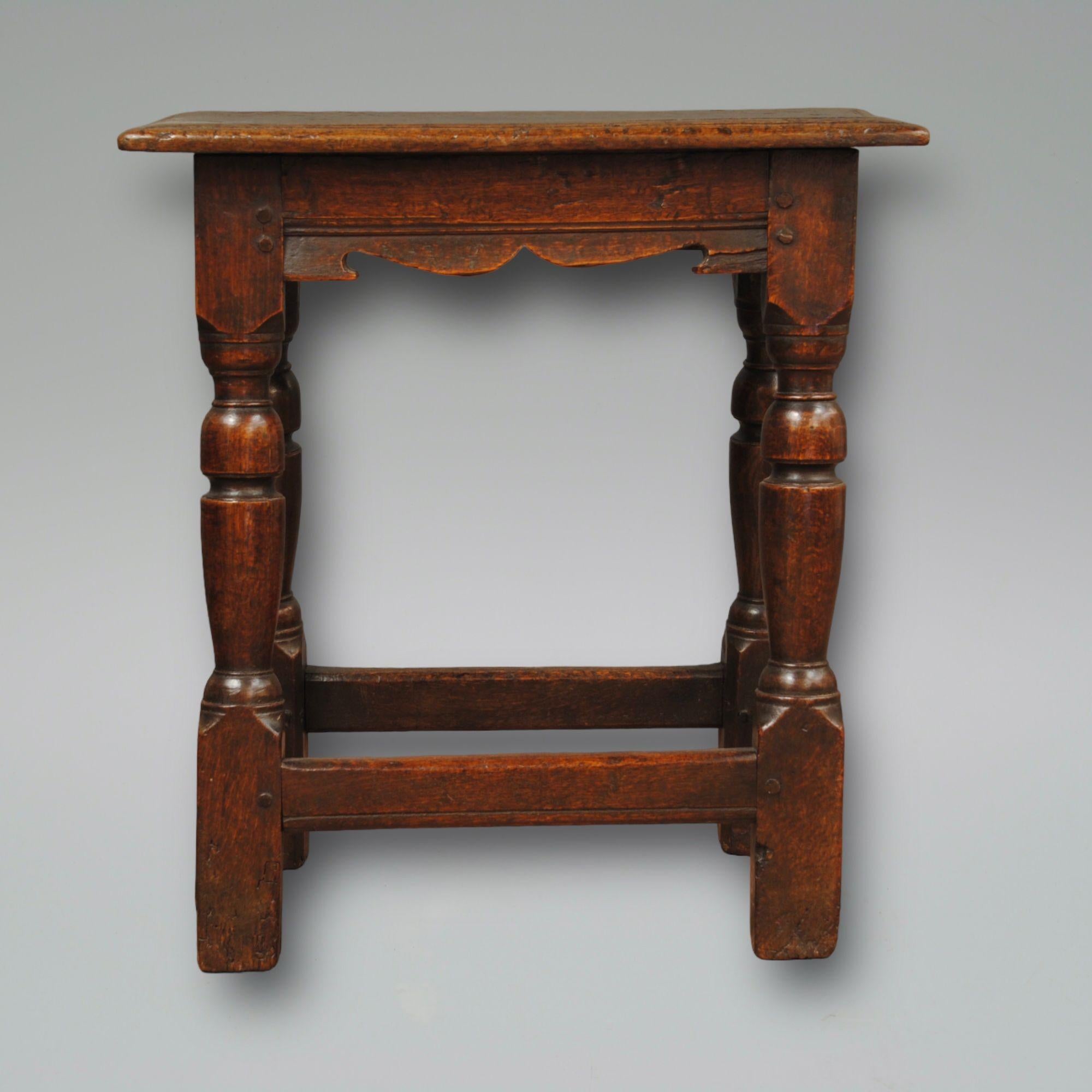 English 17th Century Oak Joint Stool For Sale