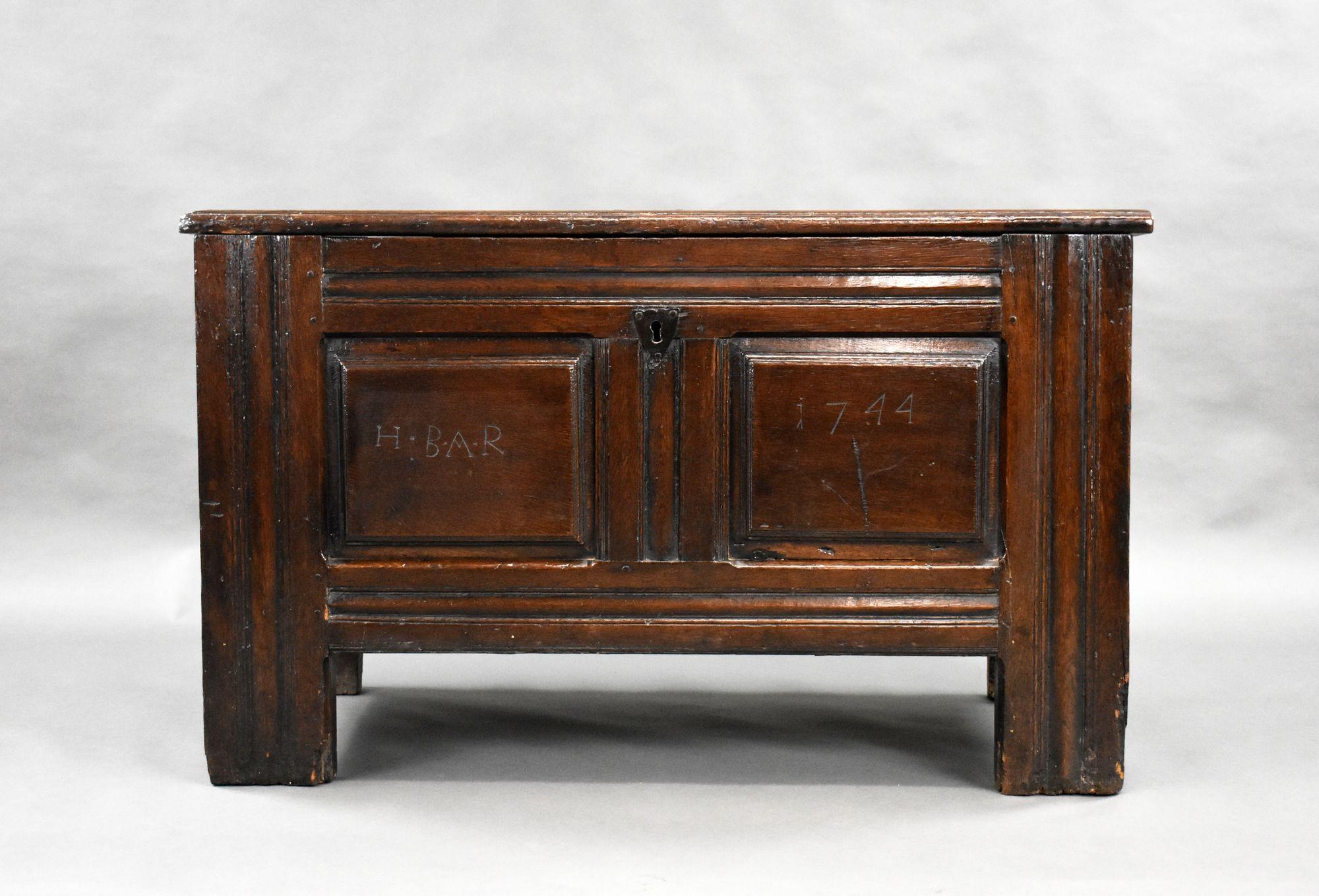 18th Century and Earlier 17th Century Oak Marriage Chest For Sale
