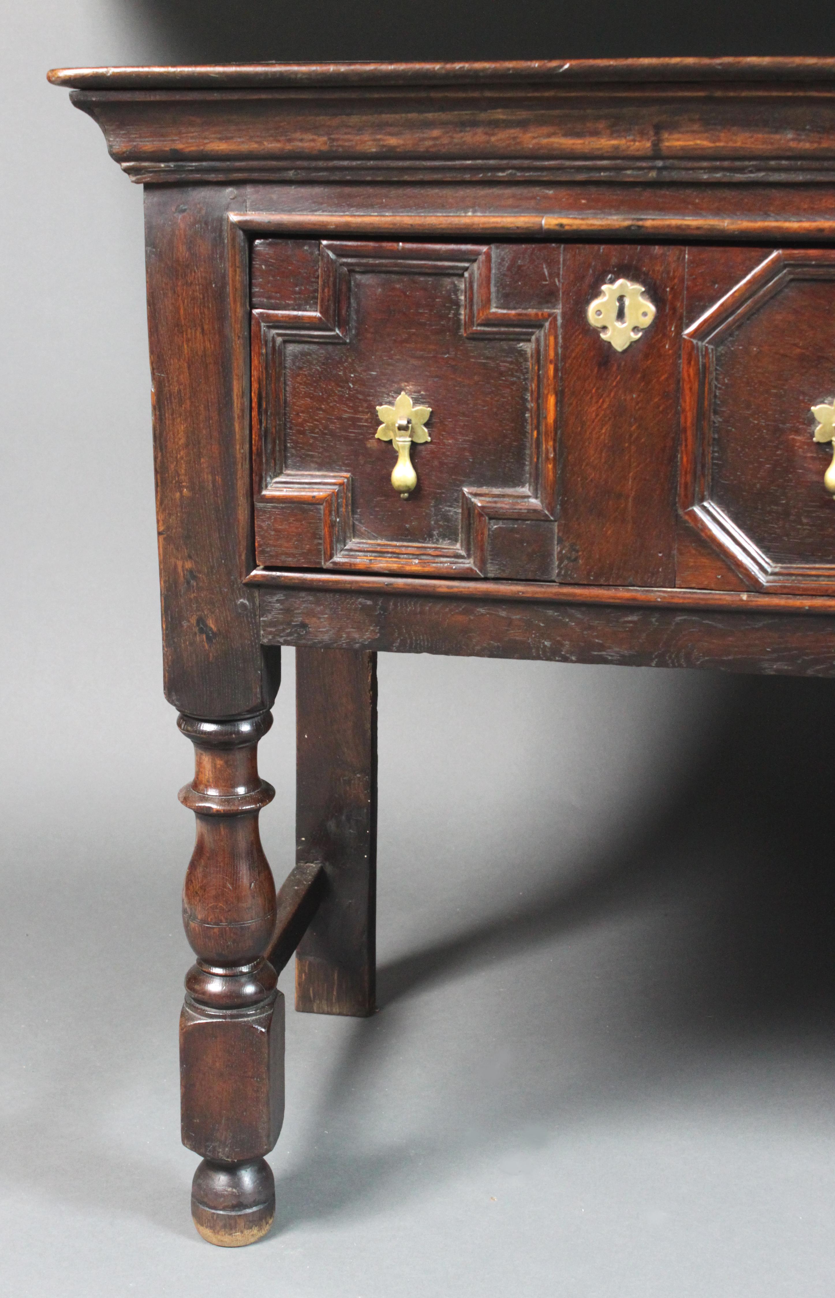Molded 17th Century Oak Serving Dresser with Geometric Moulding on the Drawers