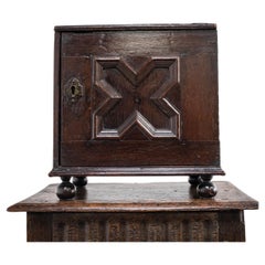 Antique 17th Century Oak Spice Cupboard Box
