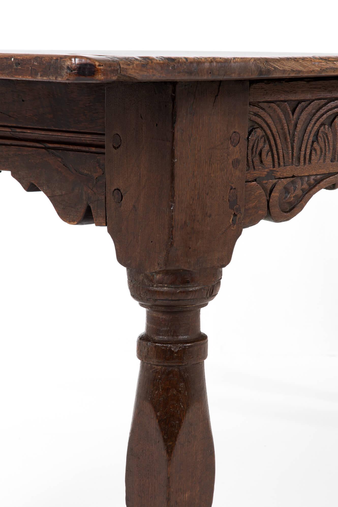 Hand-Carved 17th Century Oak Table For Sale