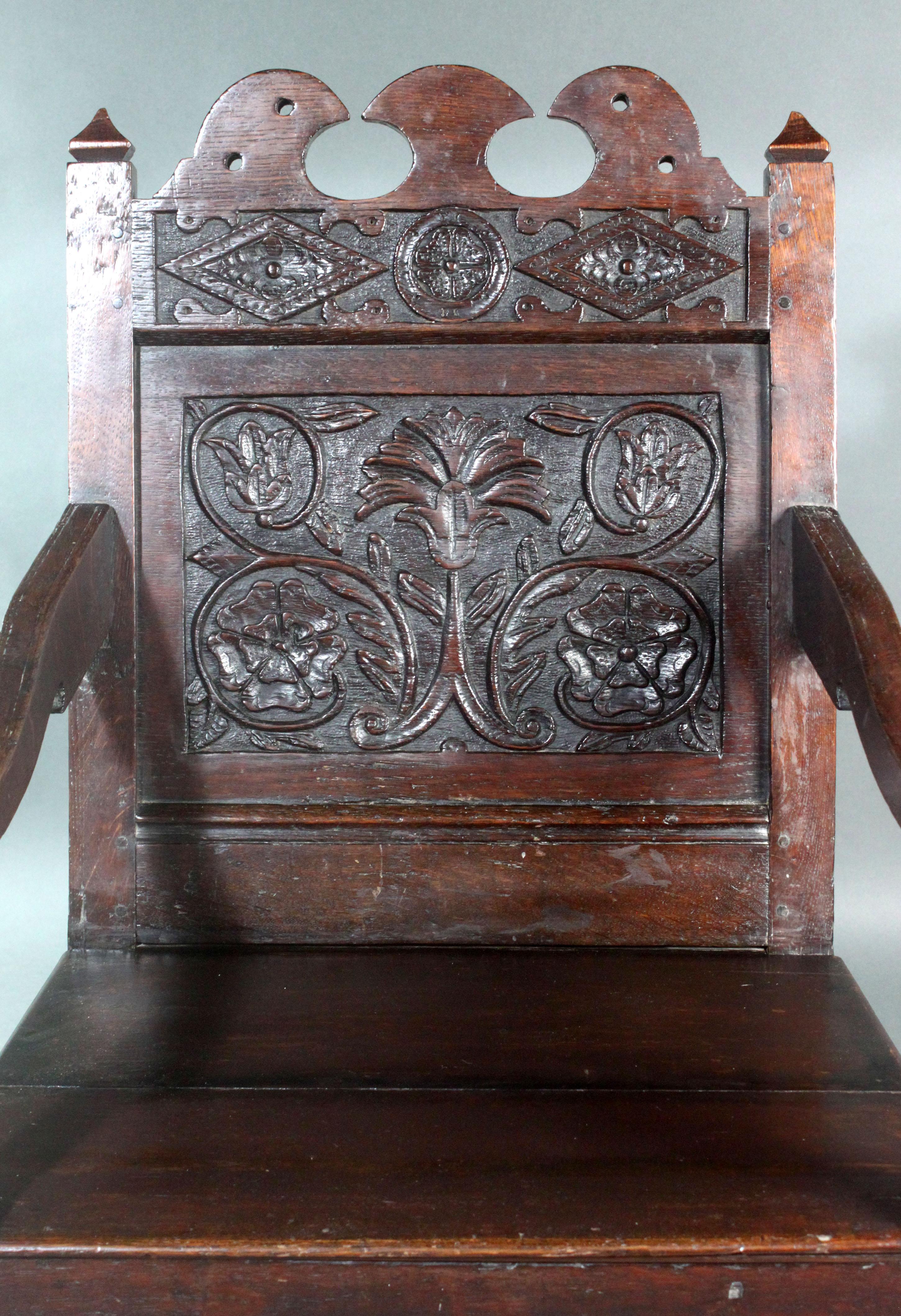 Wainscot-Stuhl aus Eichenholz, 17. Jahrhundert im Angebot 2