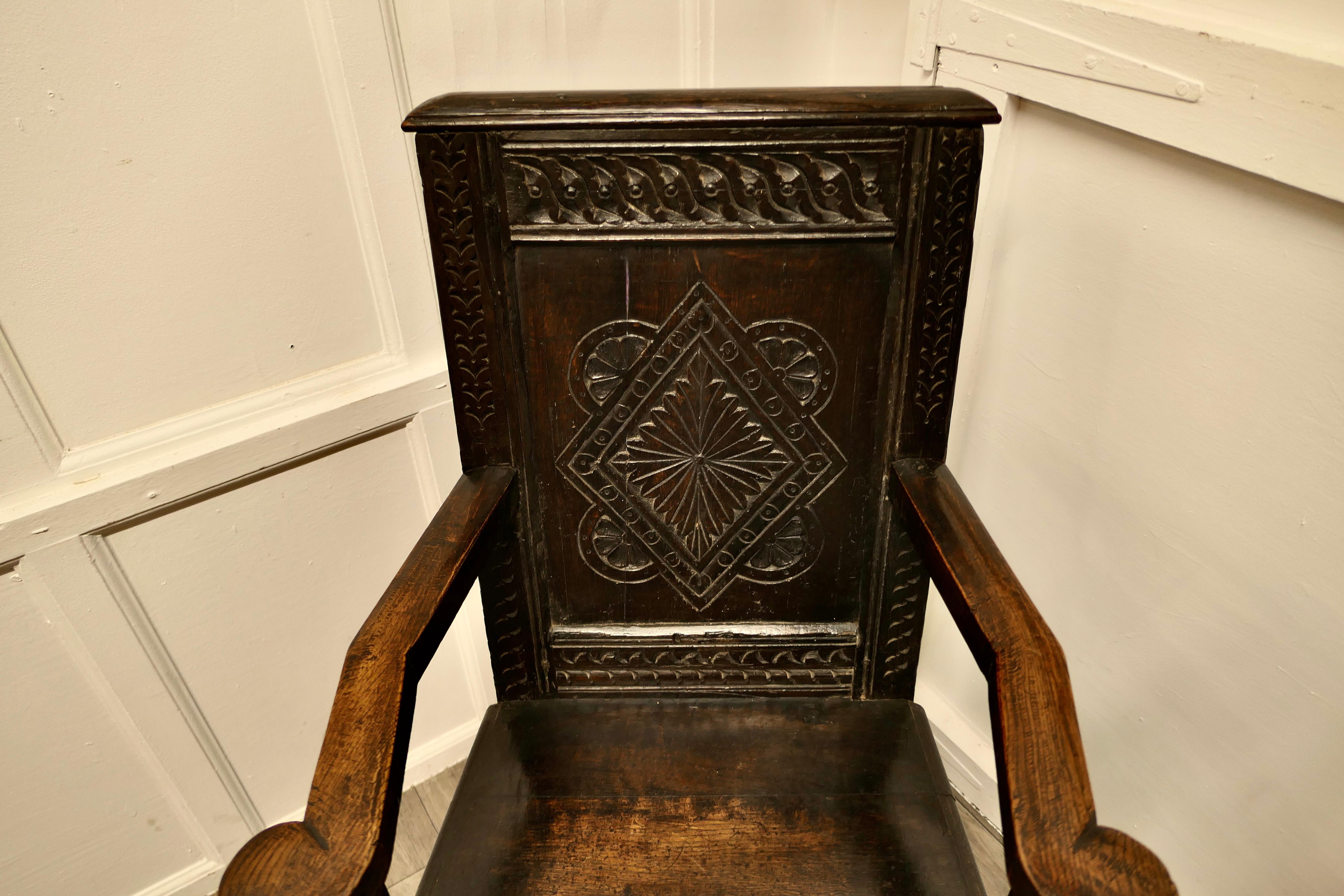17th Century Oak Wainscot Hall Chair In Good Condition For Sale In Chillerton, Isle of Wight