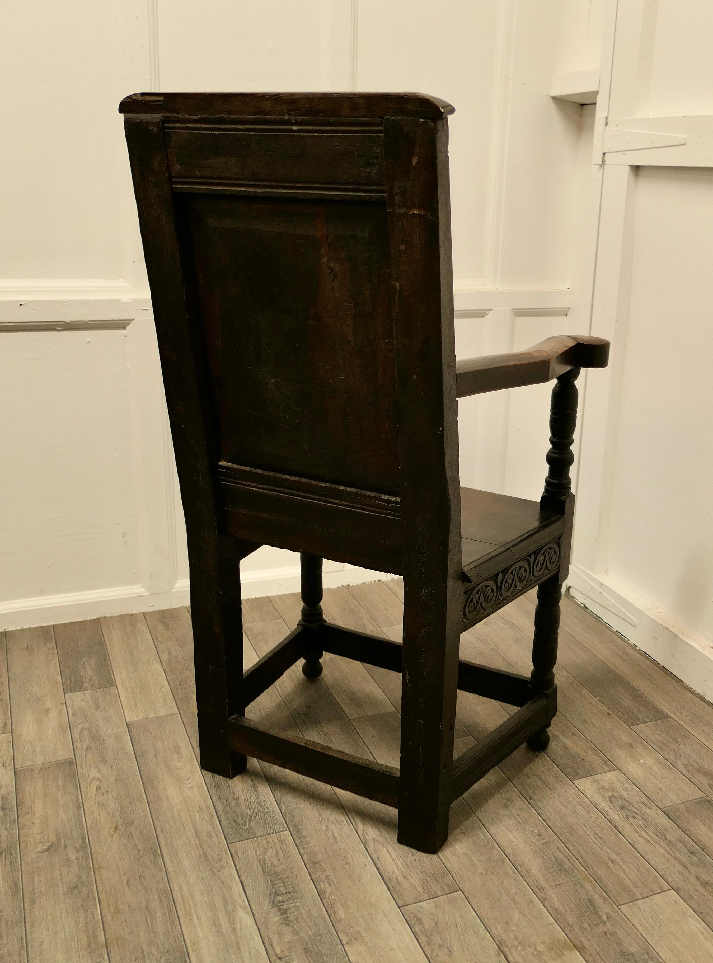 17th Century Oak Wainscot Hall Chair For Sale 2