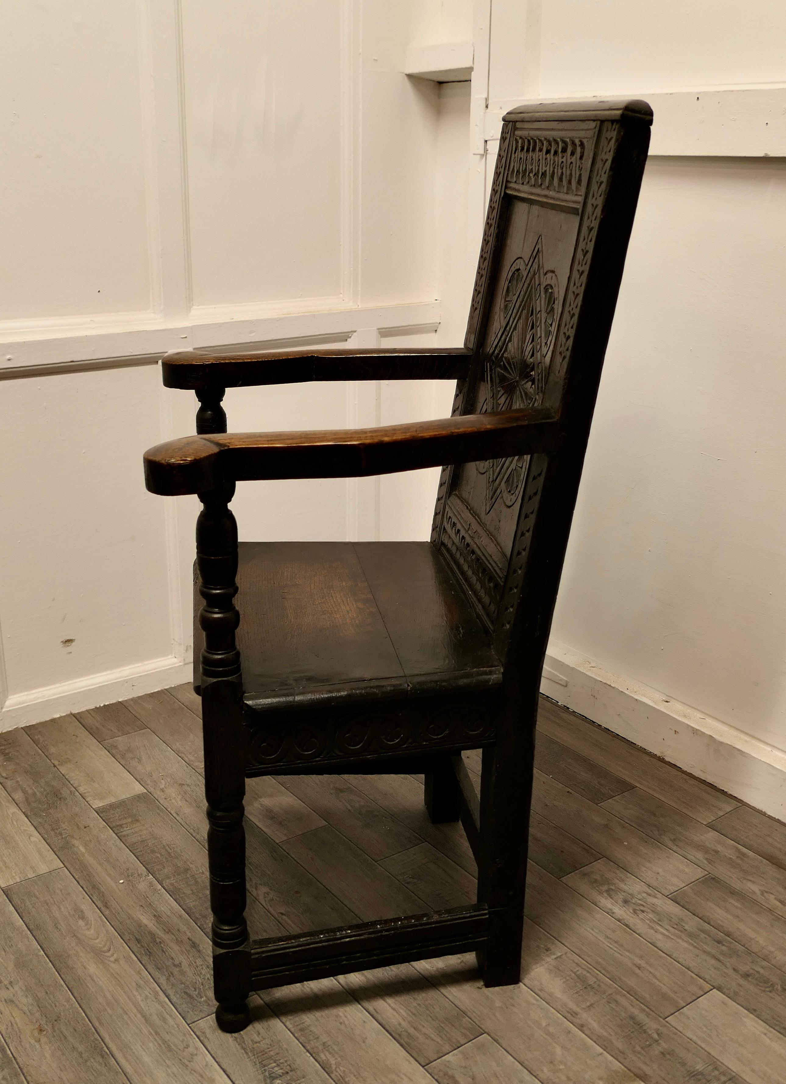 17th Century Oak Wainscot Hall Chair For Sale 3
