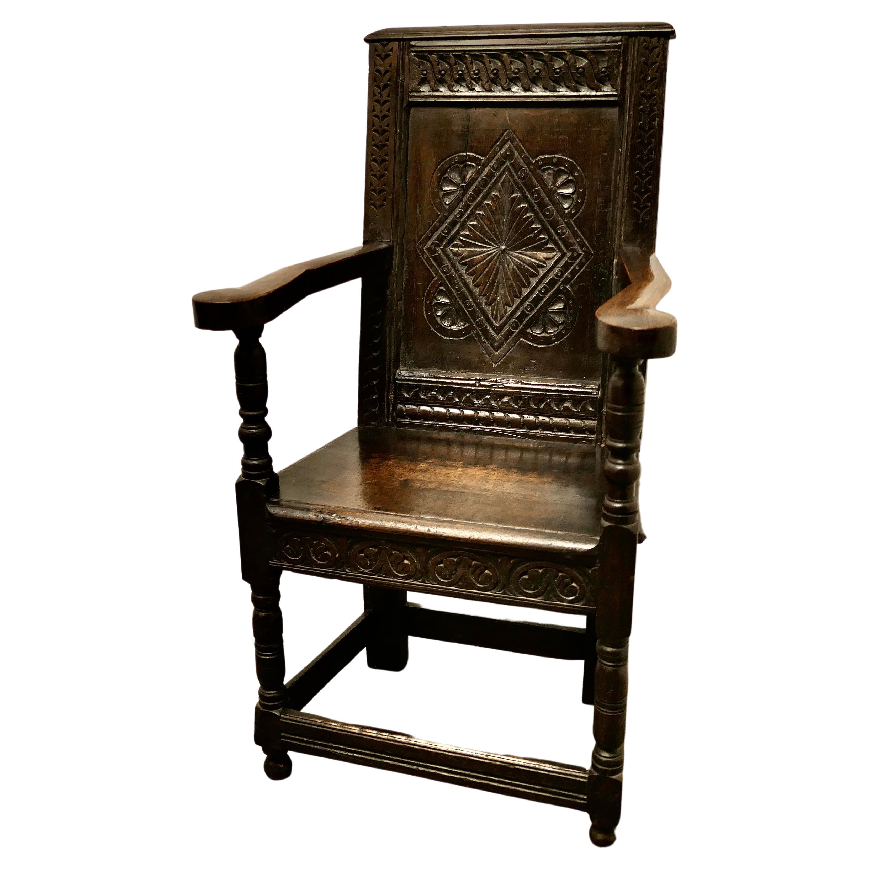 17th Century Oak Wainscot Hall Chair