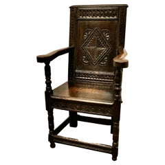 Antique 17th Century Oak Wainscot Hall Chair