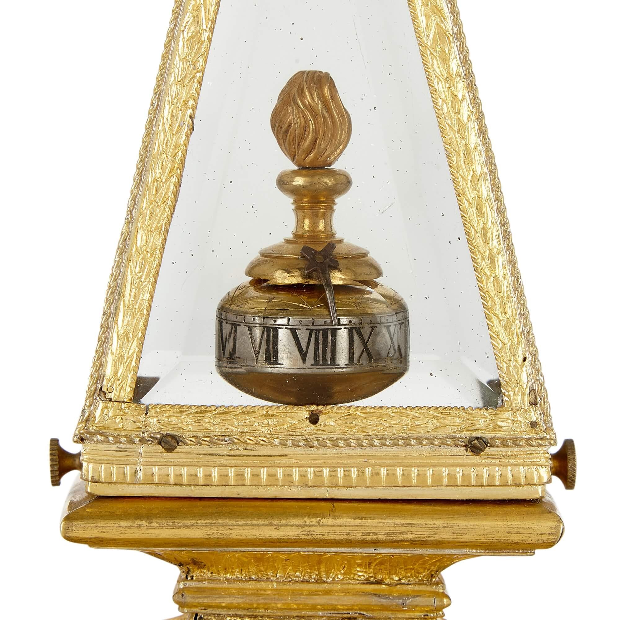 Baroque 17th Century Obelisk-Shaped Table Clock For Sale