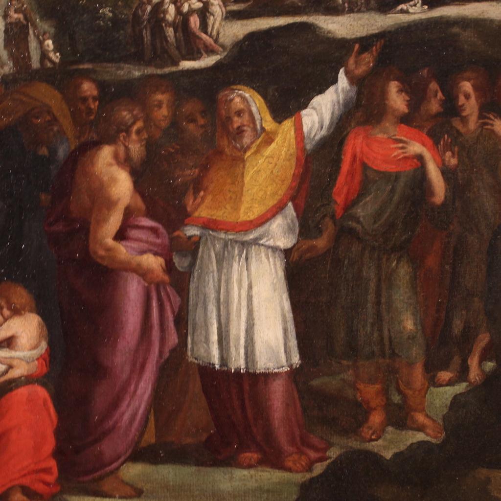 17. Jahrhundert Öl Leinwand Italienisch Antike Religiöse Malerei Geschichte von Moses, 1670 im Angebot 1
