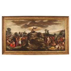  17th Century Oil Canvas Italian Antique Religious Painting Story of Moses, 1670