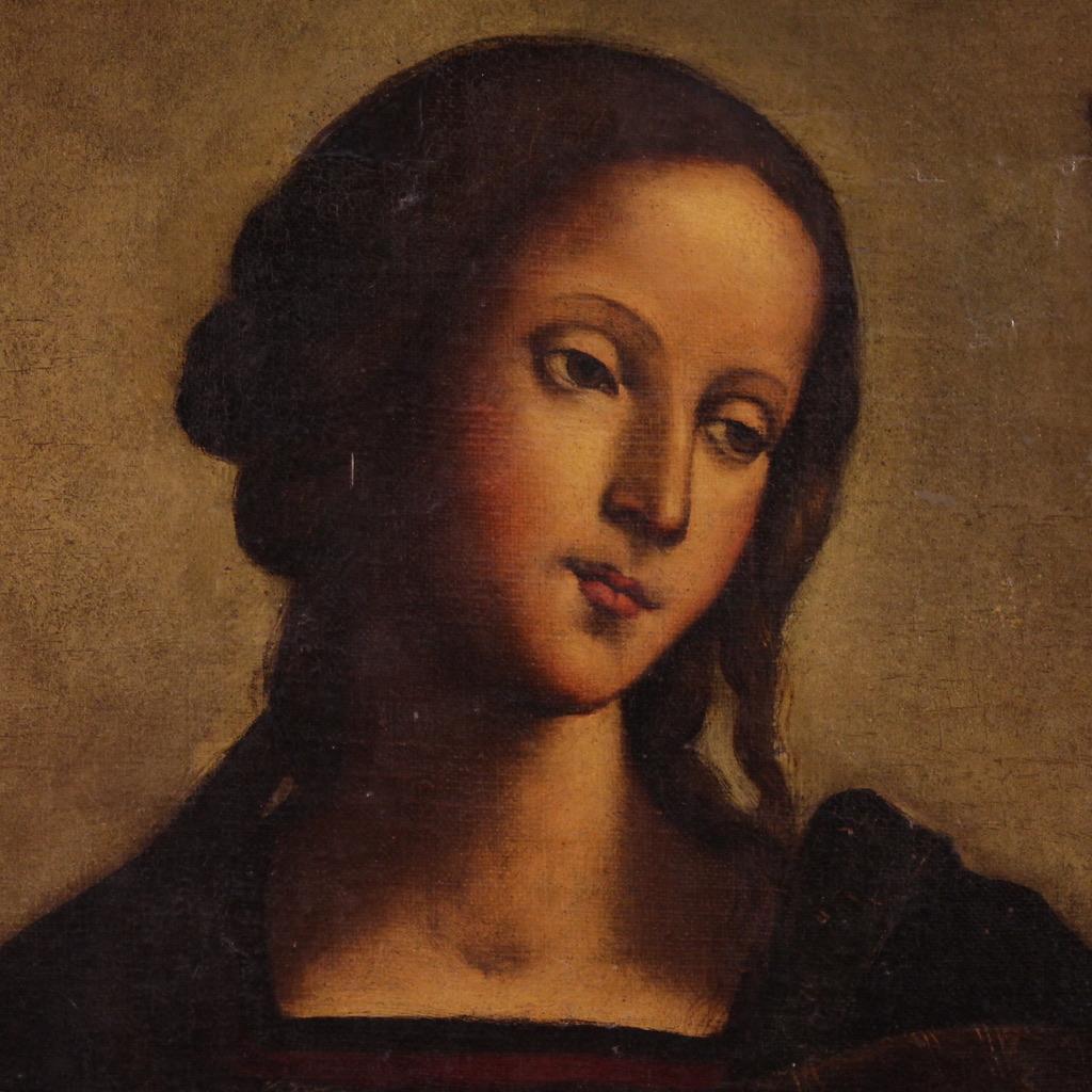 retable à l'huile sur toile du 17e siècle - Madone à l'enfant et aux chérubins Bon état - En vente à Vicoforte, Piedmont