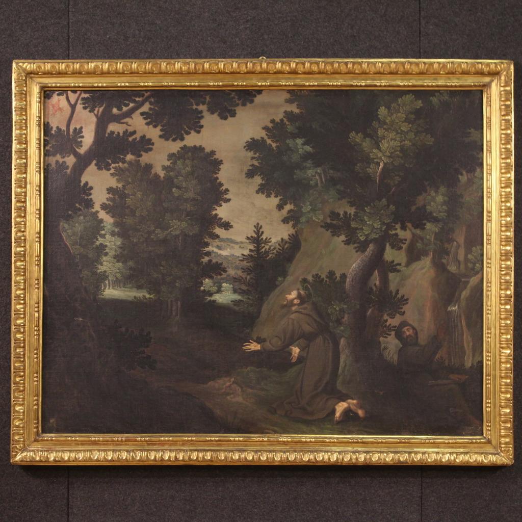 Belgian 17th Century Oil On Canvas Antique Flemisch Signed Religiuos Painting, 1680