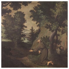 17th Century Oil On Canvas Antique Flemisch Signed Religiuos Painting, 1680s