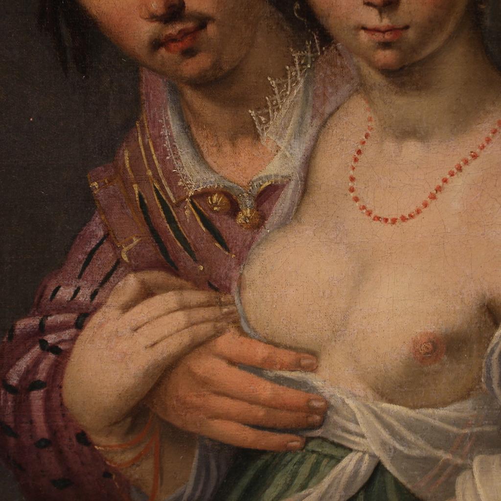 17th Century Oil on Canvas Antique Flemish Painting The Allegory of Love, 1610 in vendita 4