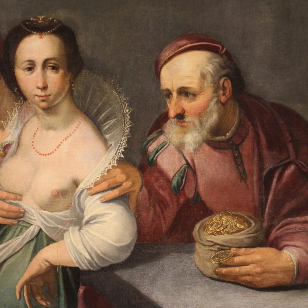 17th Century Oil on Canvas Antique Flemish Painting The Allegory of Love, 1610 in vendita 1