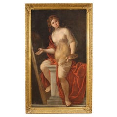 17th Century Oil on Canvas Antique Italian Allegory Painting, 1650