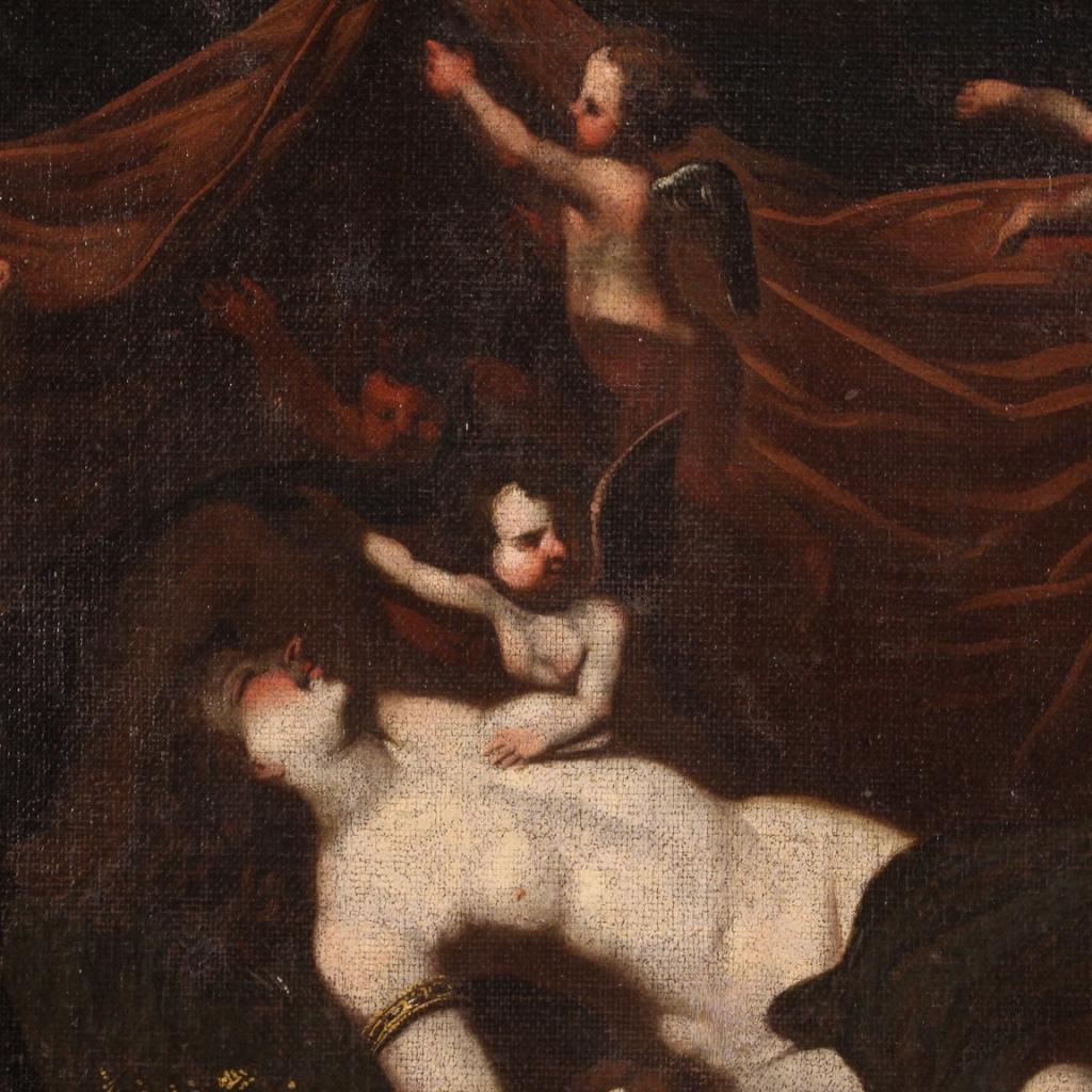 17th Century Oil on Canvas Antique Italian Mythological Painting Sleeping Venus 7