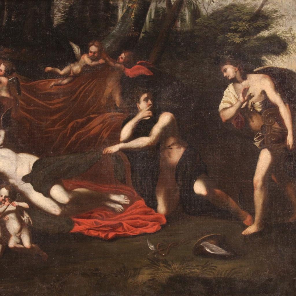 17th Century Oil on Canvas Antique Italian Mythological Painting Sleeping Venus 1