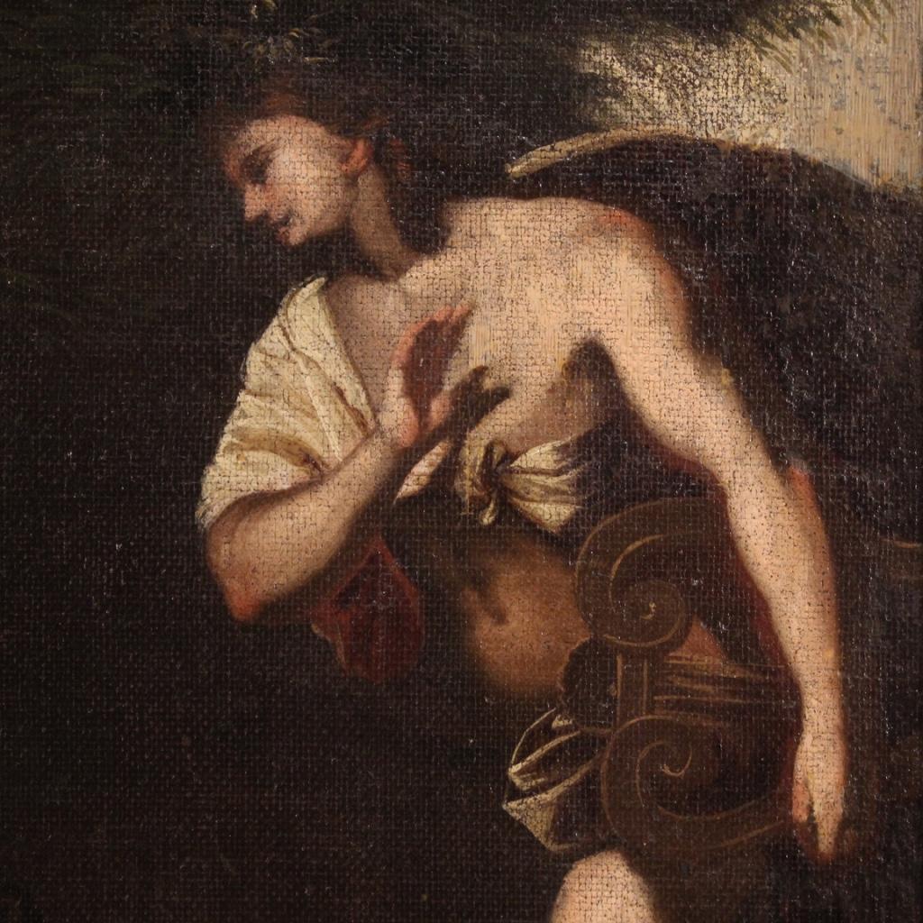 17th Century Oil on Canvas Antique Italian Mythological Painting Sleeping Venus 6
