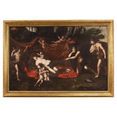 17th Century Oil on Canvas Antique Italian Mythological Painting Sleeping Venus