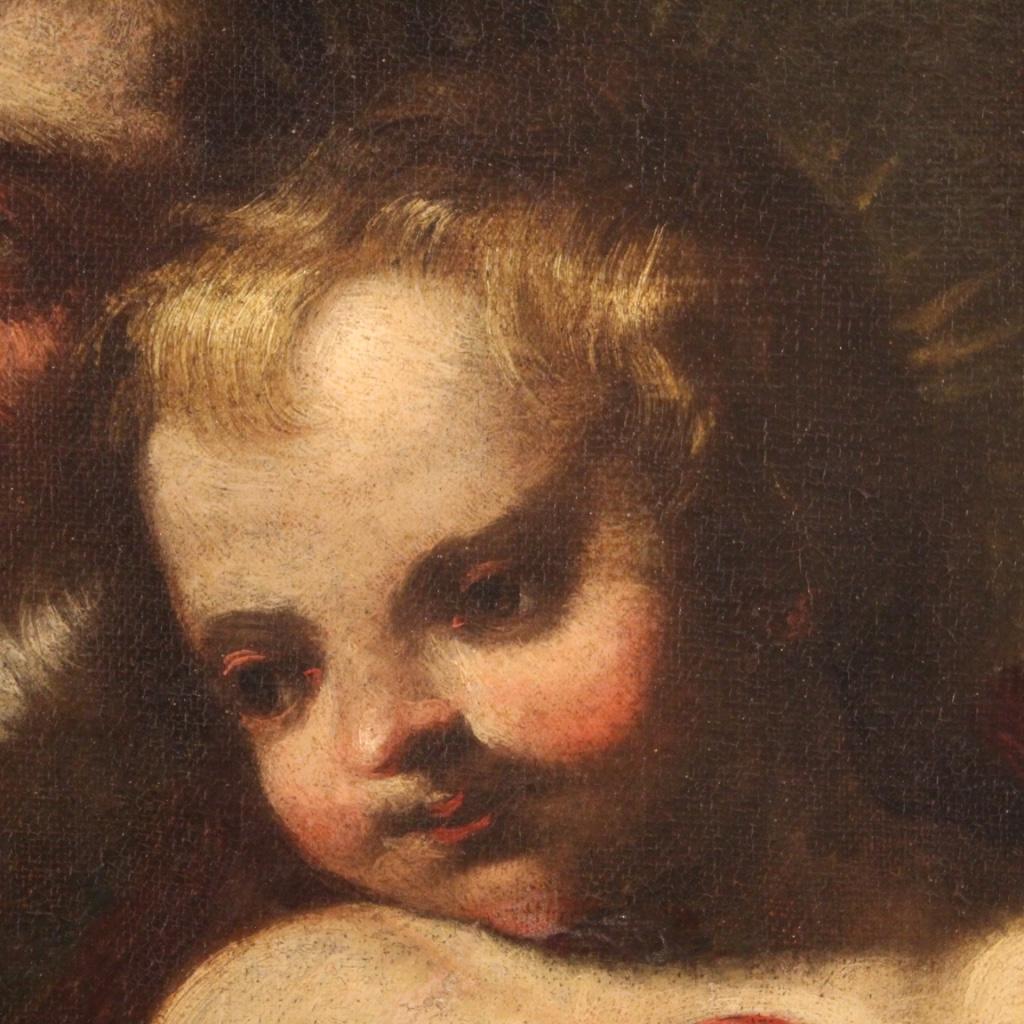 17th Century Oil on Canvas Antique Italian Painting Saint Joseph with Child 1650 4