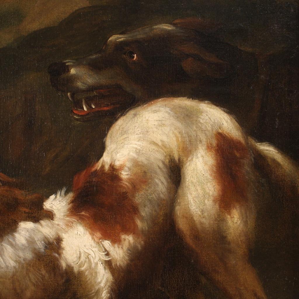 17th Century Oil on Canvas Antique Italian Painting Shepherd with his Dogs en vente 5
