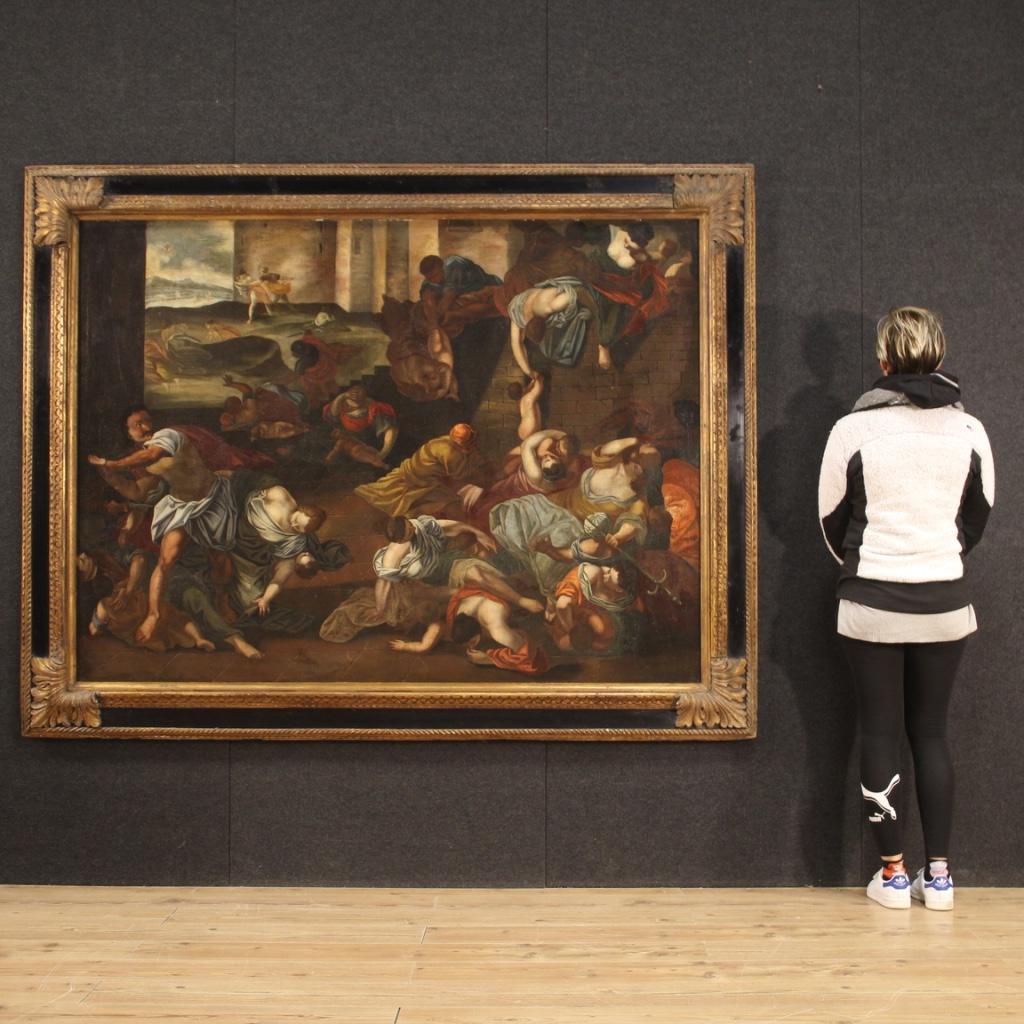 Huile sur toile ancienne du 17ème siècle - Peinture italienne - Le Massacre de l'innocent 7