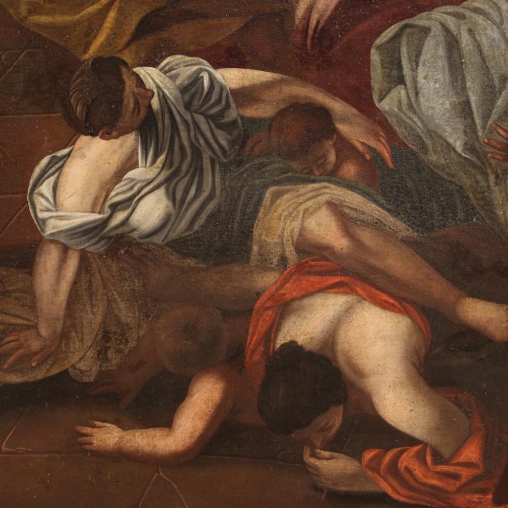 Huile sur toile ancienne du 17ème siècle - Peinture italienne - Le Massacre de l'innocent 3
