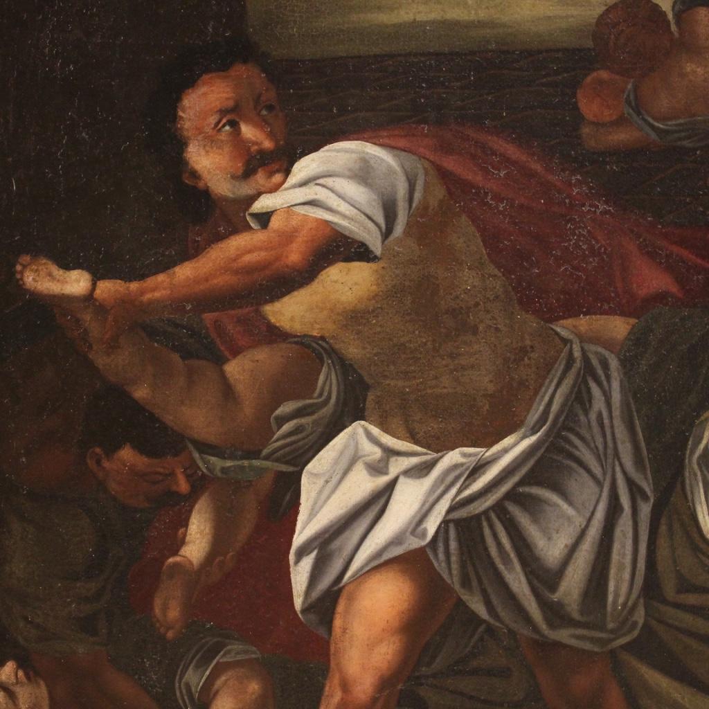 Huile sur toile ancienne du 17ème siècle - Peinture italienne - Le Massacre de l'innocent 4