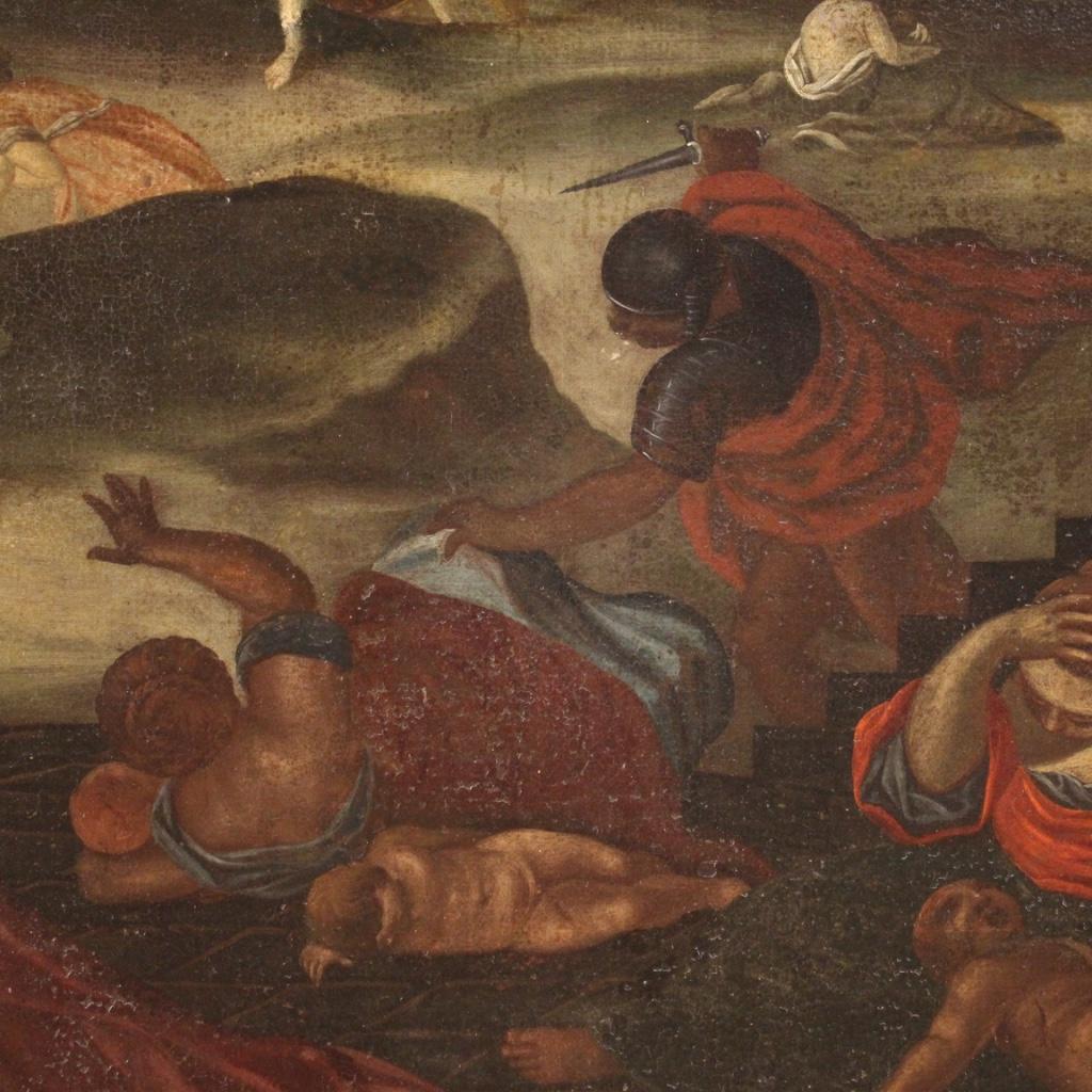 Huile sur toile ancienne du 17ème siècle - Peinture italienne - Le Massacre de l'innocent 5