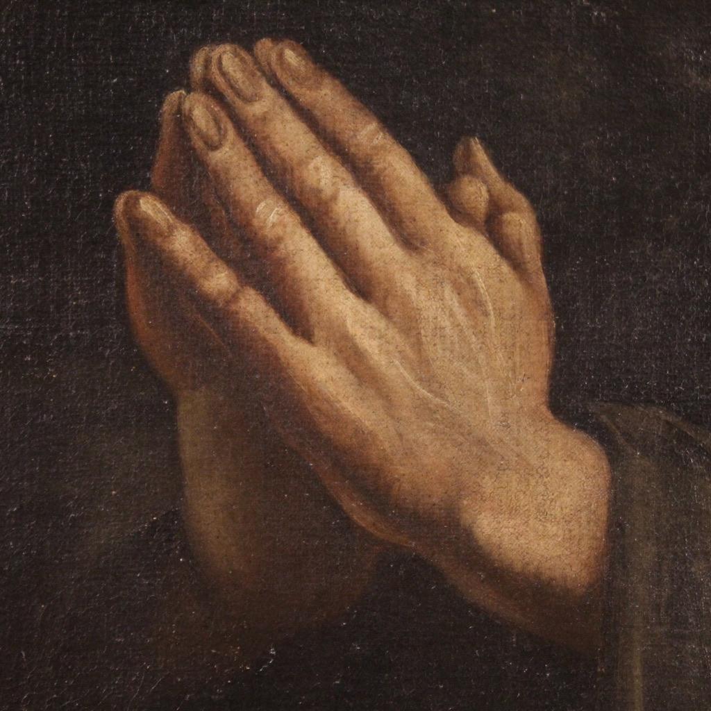 17th Century Oil On Canvas Antique Italian Religious Painting, 1670 7