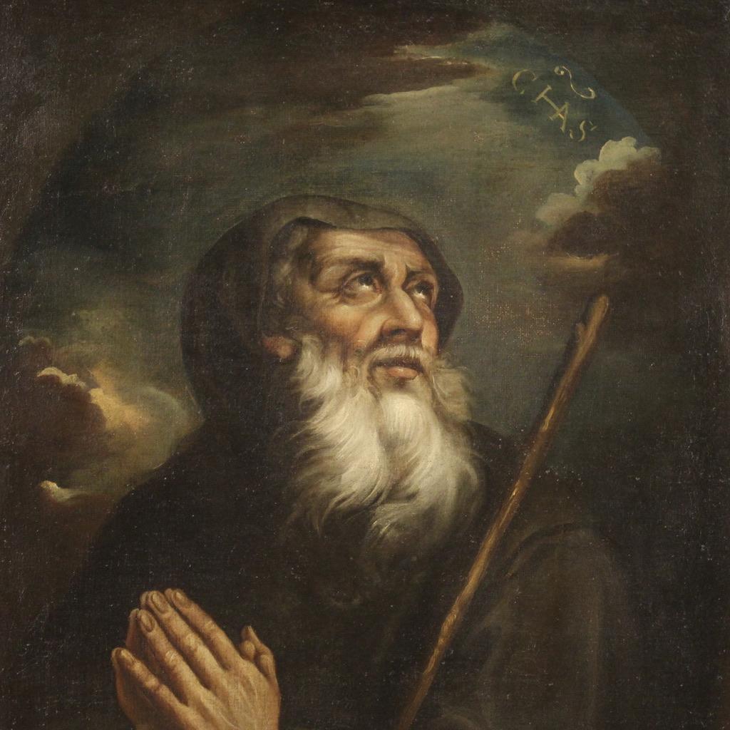 17th Century Oil On Canvas Antique Italian Religious Painting, 1670 9