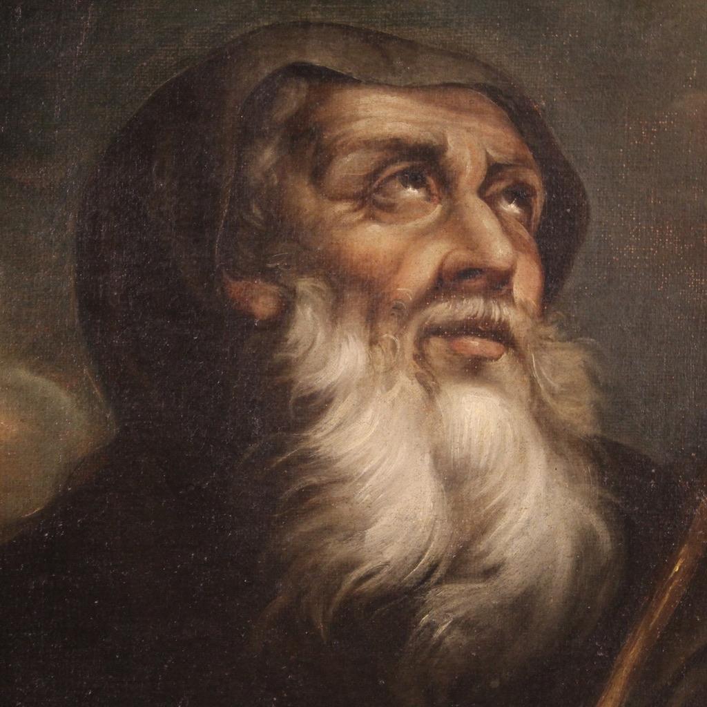 17th Century Oil On Canvas Antique Italian Religious Painting, 1670 In Good Condition In Vicoforte, Piedmont