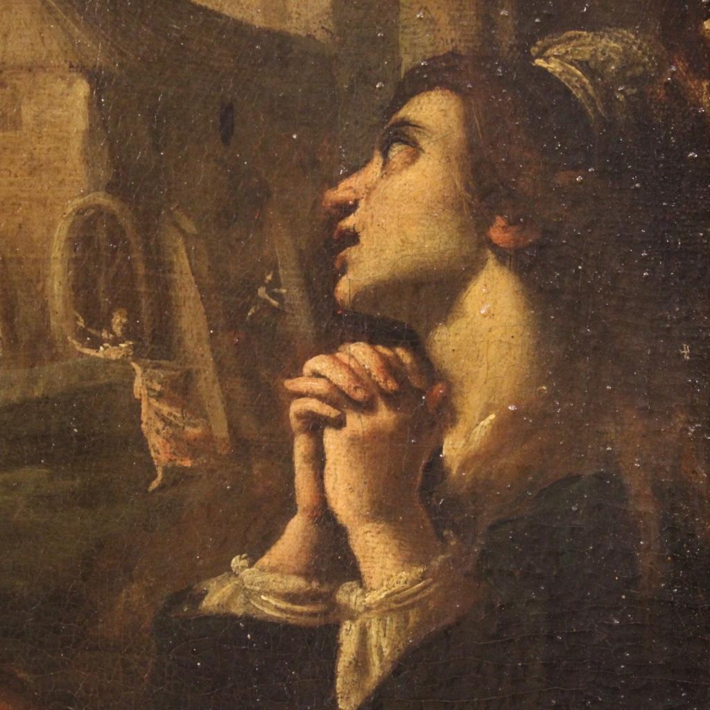17th Century Oil on Canvas Antique Italian Religious Painting, 1680 8