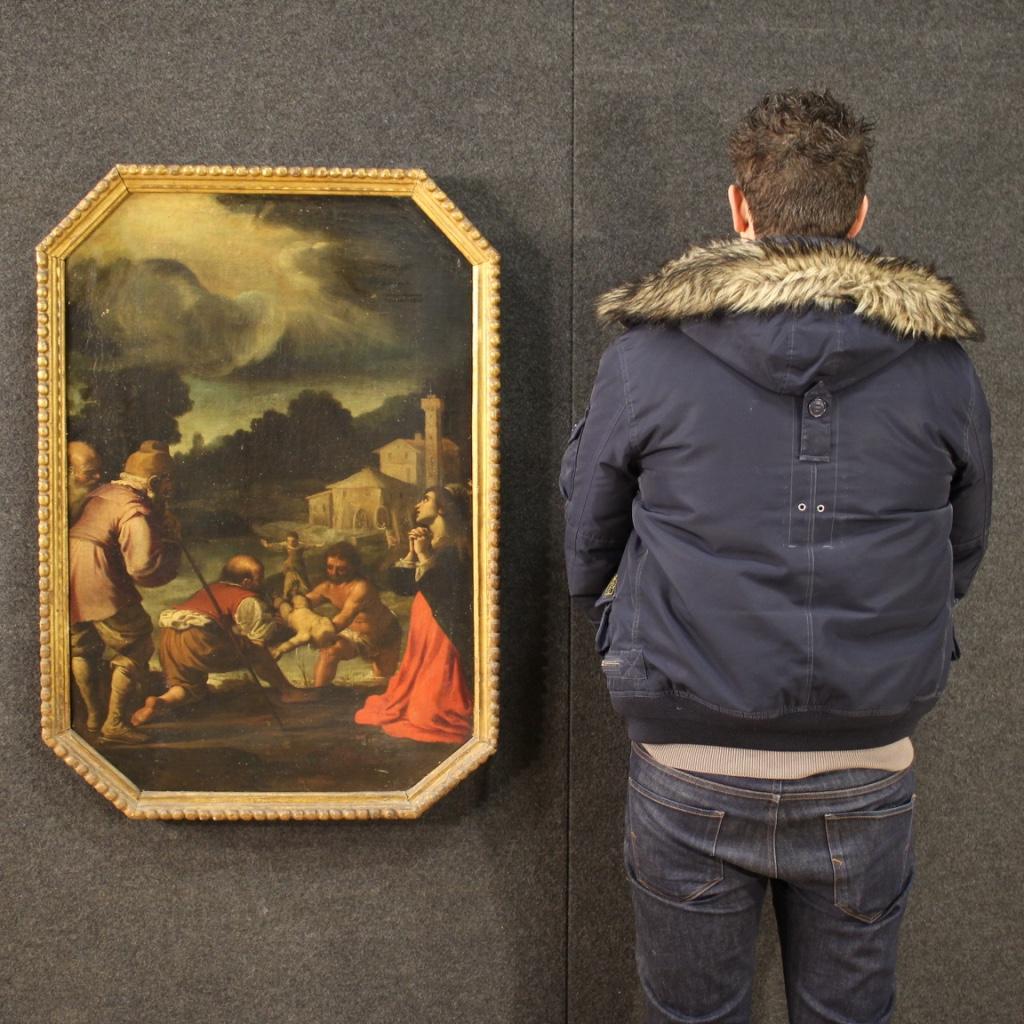 17th Century Oil on Canvas Antique Italian Religious Painting, 1680 6