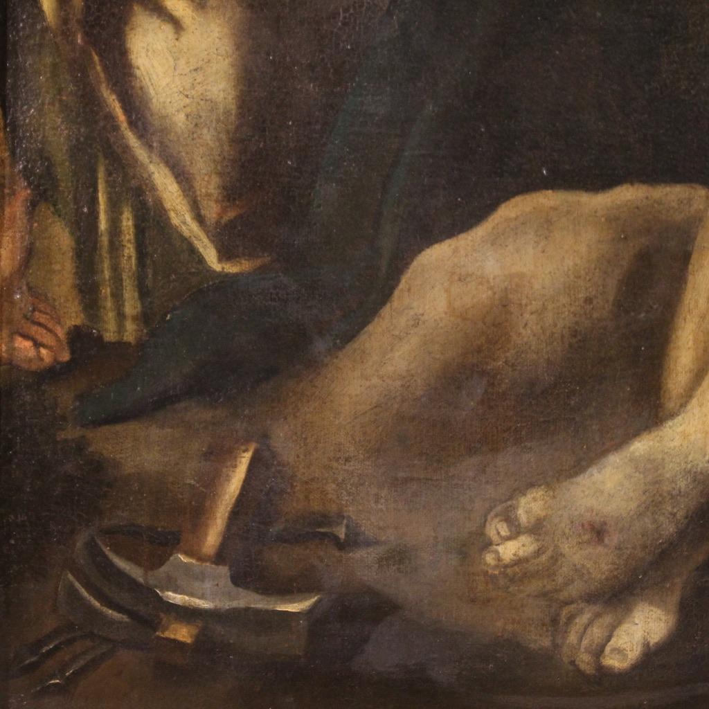 17th Century Oil on Canvas Antique Italian Religious Painting Deposition, 1670 9