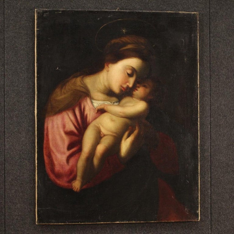 17th Century Oil on Canvas Antique Italian Religious Painting Madonna ...
